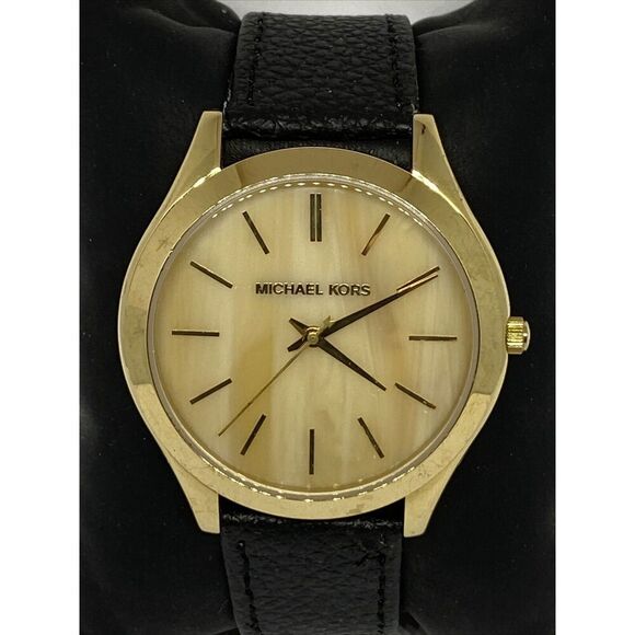 Michael Kors Runway MK4285 Women's Black Leather Analog Dial Quartz Watch JK573 - Picture 2 of 12